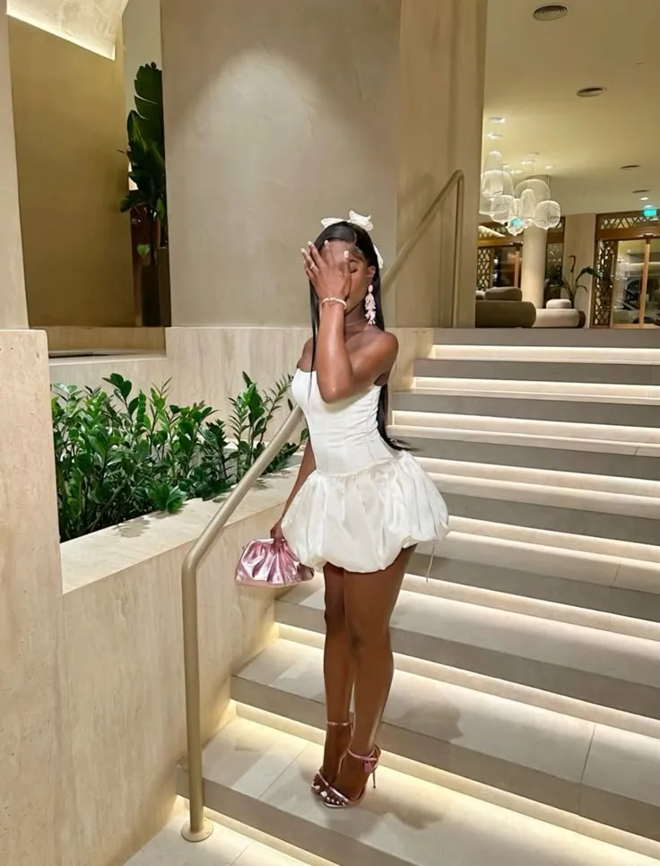 Diynav Strapless White Satin Homecoming Dress Mini Prom Dress HZ1017