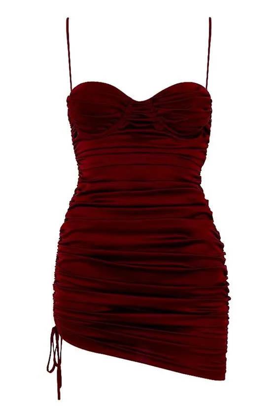 Diynav Burgundy Bodycon Dress,Cocktail Dress,Short Homecoming Dress HZ1017
