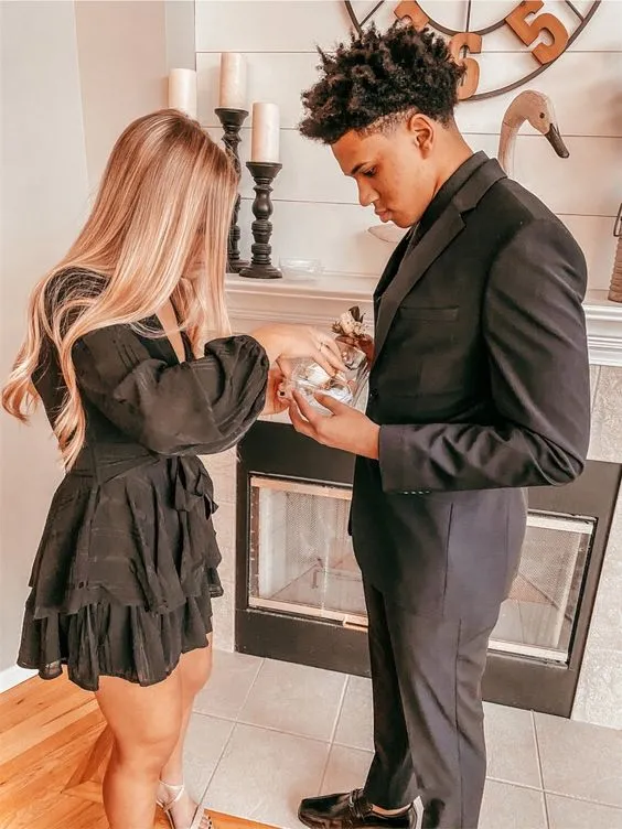 Diynav Long Sleeves Homecoming Dress,Black Party Dress HZ1017