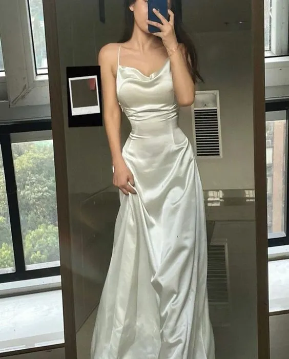 Diynav Mermaid Long Prom Dress,White Sleeveless Evening Dress HZ1017