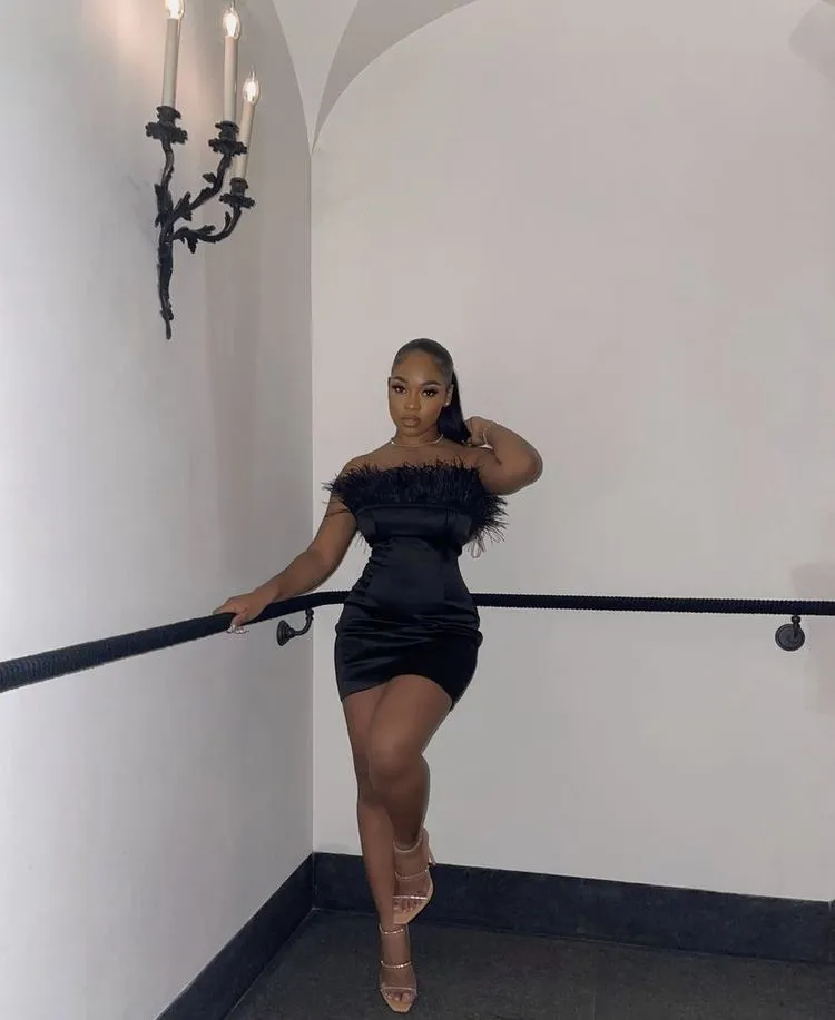 Diynav Black Homecoming Dress,Sexy Black Party Dress HZ1017