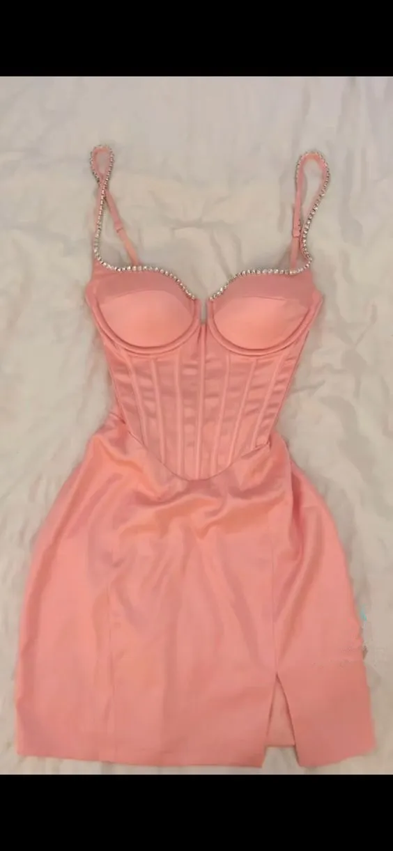 Diynav V-Neck Corset Mini Dress,Sexy Homecoming Dress HZ1017