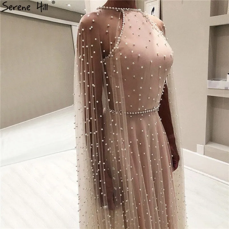 Diynav Sale no return no refundSale Latest Design Pink Backless Sexy Evening Dresses 2025 Pearls Sleeveless shawl Evening Gowns HZ1017