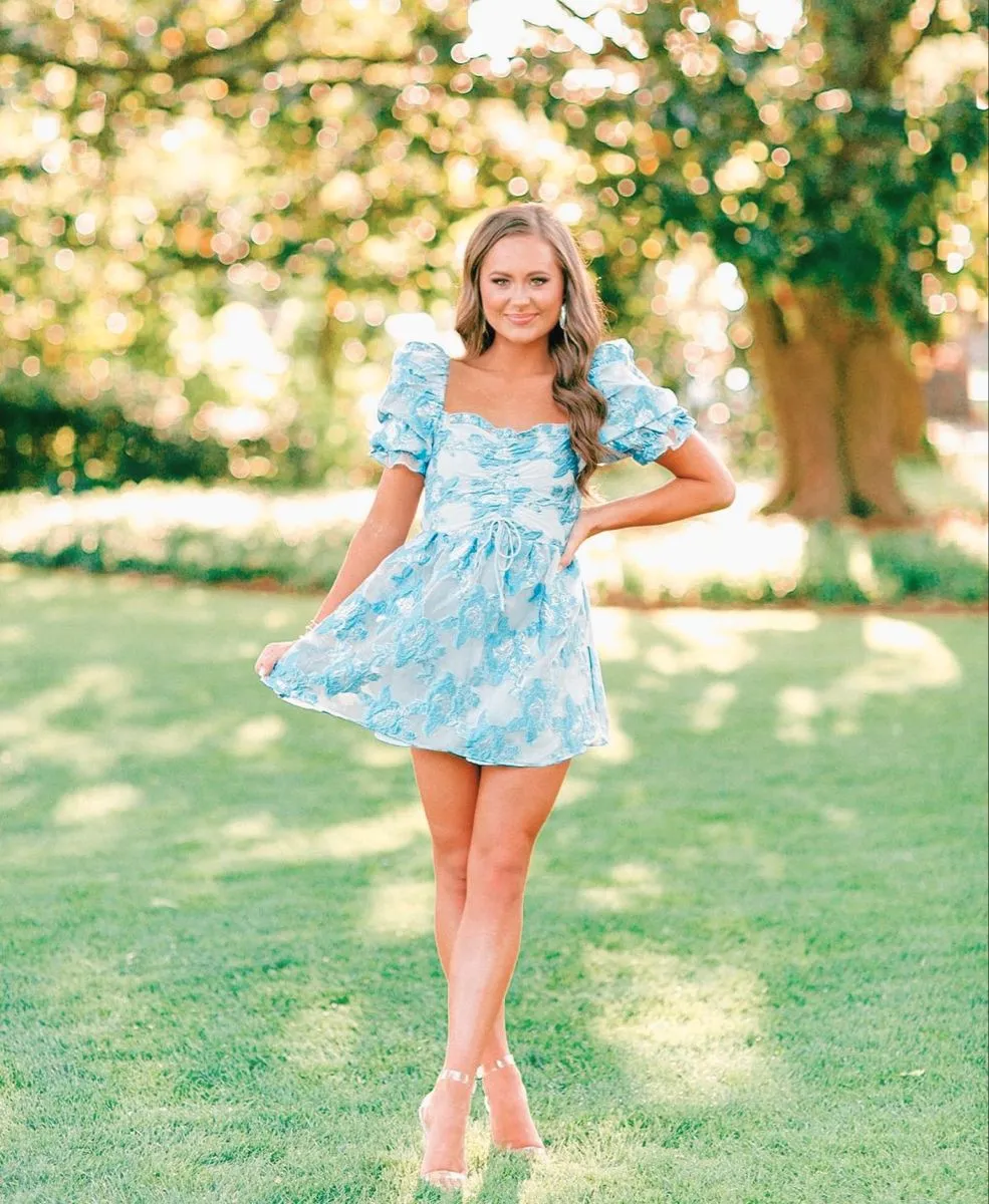 Diynav Style Floral A-line Short Homecoming Dress,Summer Outfit Dress HZ1017