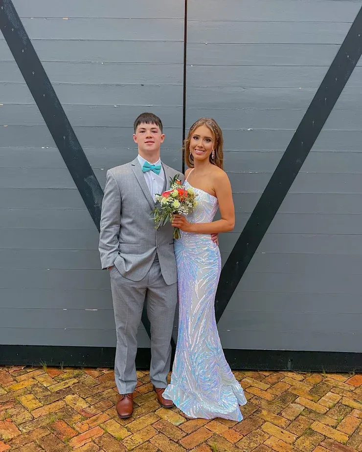 Diynav Mermaid One Shoulder Sequin Prom Dresses Chic Evening Dress HZ1017