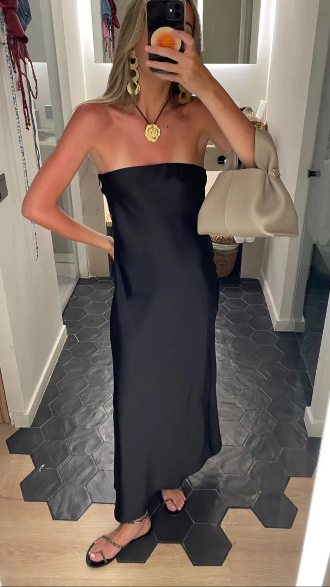 Diynav Black Strapless Evening Dress Black Party Gown HZ1017