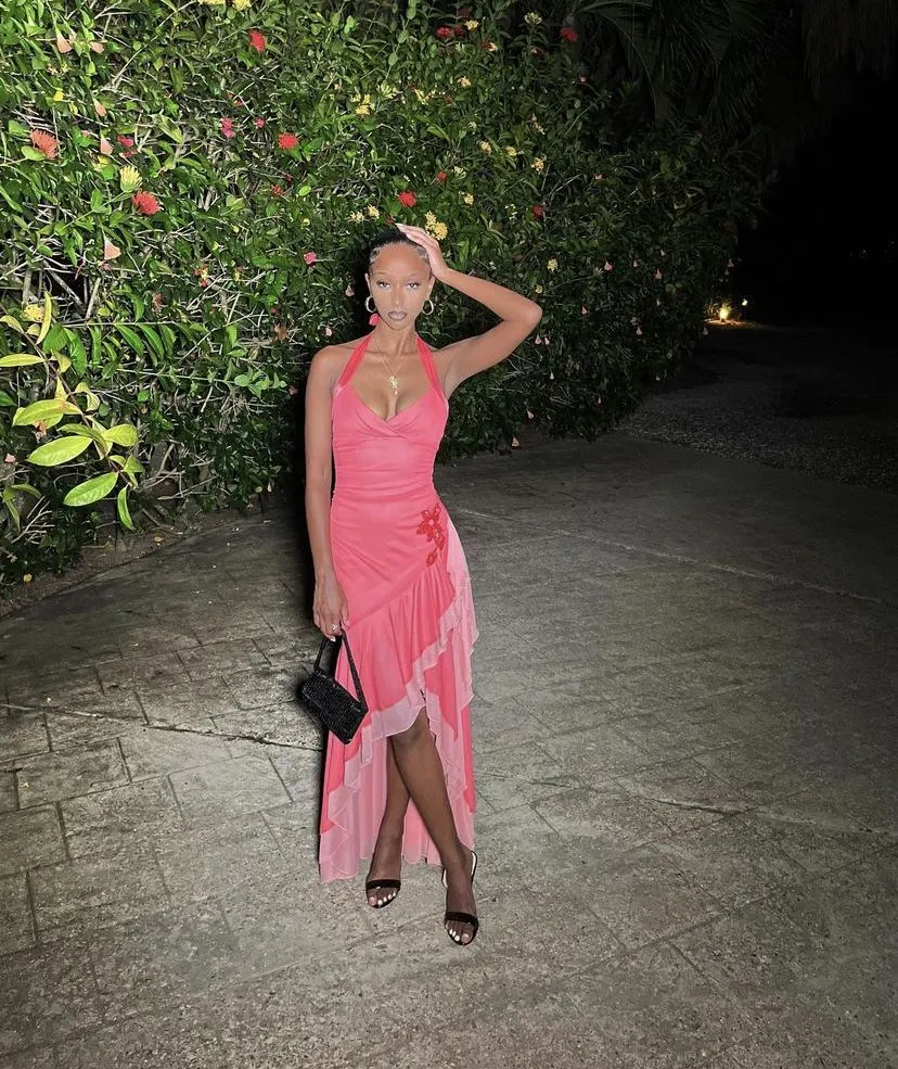 Diynav Halter Neckline Evening Dress Irregular Hem HZ1017