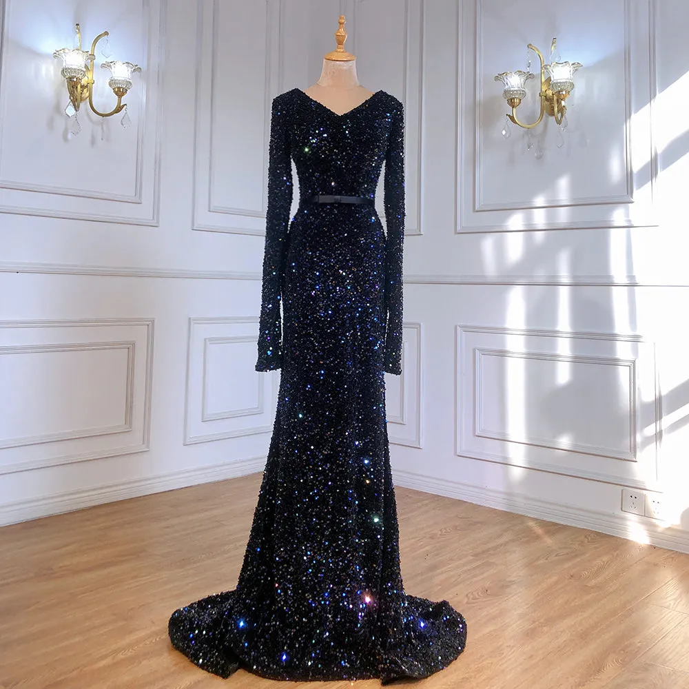 Diynav Black Sequin Mermaid Avond Jurken 2025 Elegante Sparkle Luxe Voor Vrouwen Party HZ1017