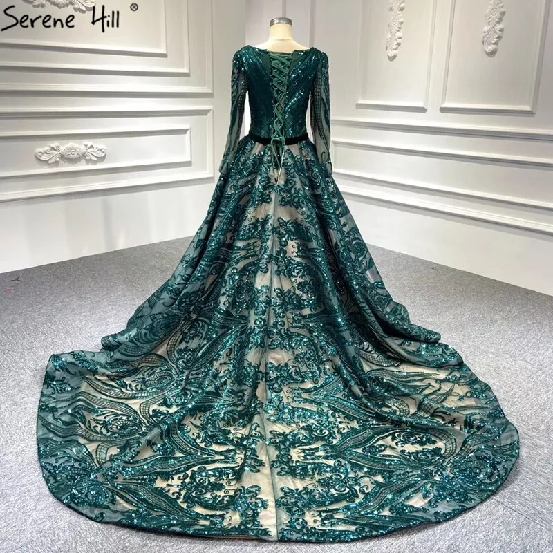 Diynav Wine Red A-Line Luxury Wedding dress 2025 Vintage Long Sleeve Sequined Evening Gowns Plus Size HZ1017 - Image 2