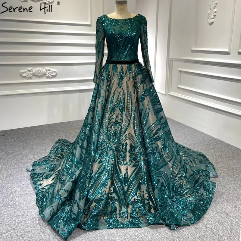 Diynav Wine Red A-Line Luxury Wedding dress 2025 Vintage Long Sleeve Sequined Evening Gowns Plus Size HZ1017 - Image 3