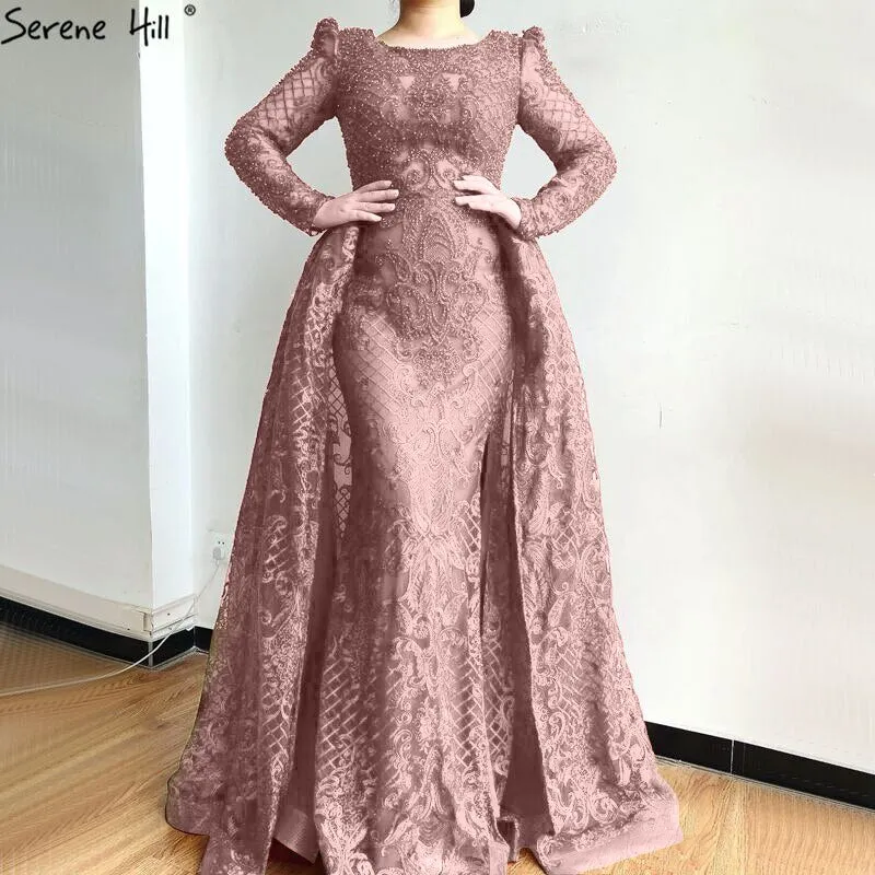 Diynav Wein Rot Lange Puff ?rmeln Mit Zug Abendkleider Meerjungfrau Kleider 2025 Formale Kleid F??1r frau Ruhigen Hill HZ1017 - Image 6