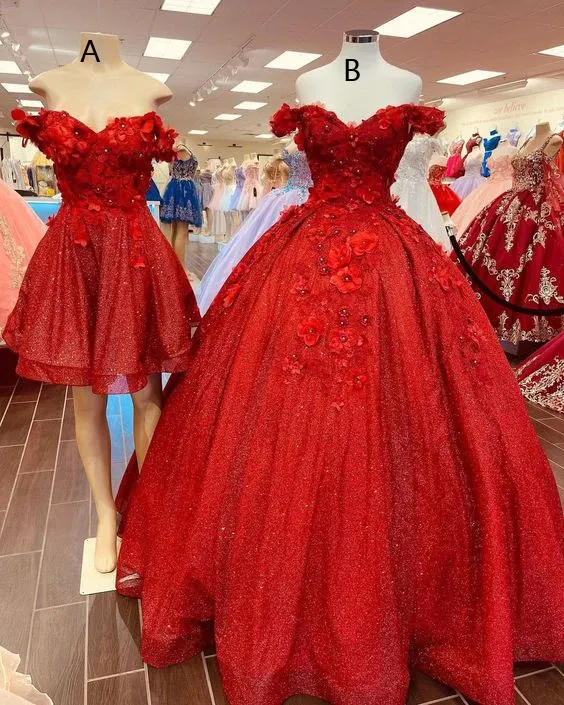 Diynav Red Ball Gown Off The Shoulder Princess Dress Sweet 15 Dress HZ1017