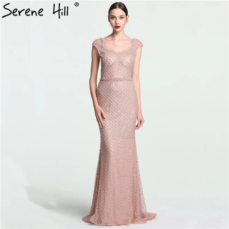 Diynav Sale no return no refundSale Newest Fashion Elegant Mermaid Evening Dresses Pink Manual Beading Pearls Tulle Evening Gown 2025 Real Photo HZ1017