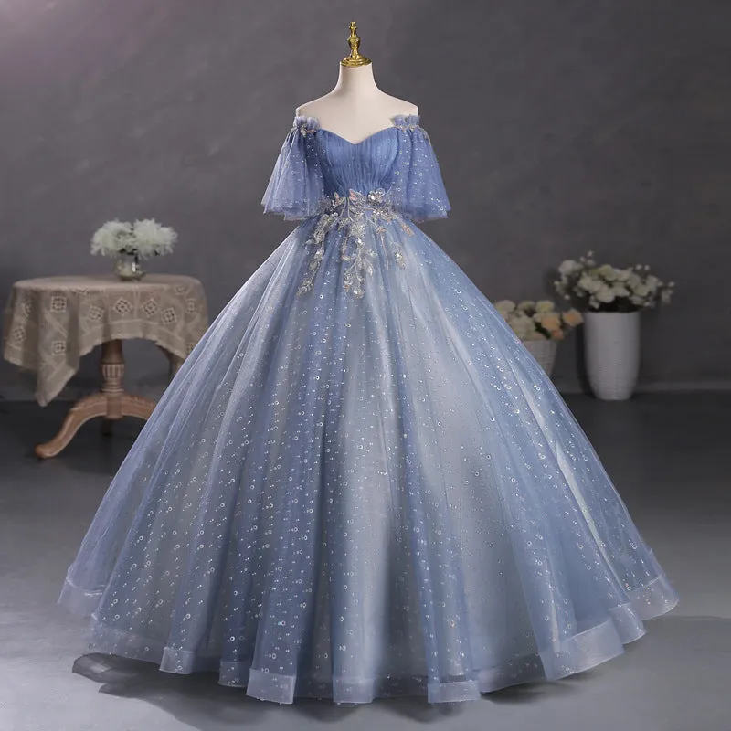 Diynav Gray-Blue Temperament Beautiful Solo Performance Costume Student Vocal Art Canopopy Skirt Annual Meeting Host Evening Dress