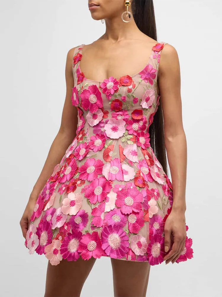 Diynav Women's Sexy Sling Dress High-End Temperament Floral Dress Dress A-Word Skirt