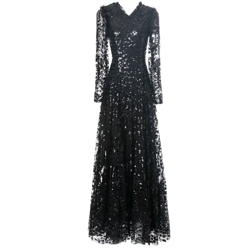 Diynav Industry Yellow Liliu Sexy V-Necked Banquet Long Dress Dresses New Women's Spring And Autumn 2025