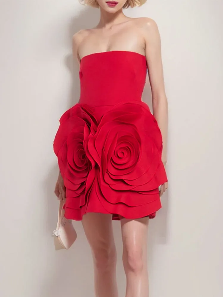 Diynav Women's Sexy Breasted Dress Skirt Big Flower Decorative Temperament Dress Dress Banquet Dress Dress Dress Dress Dress Girl