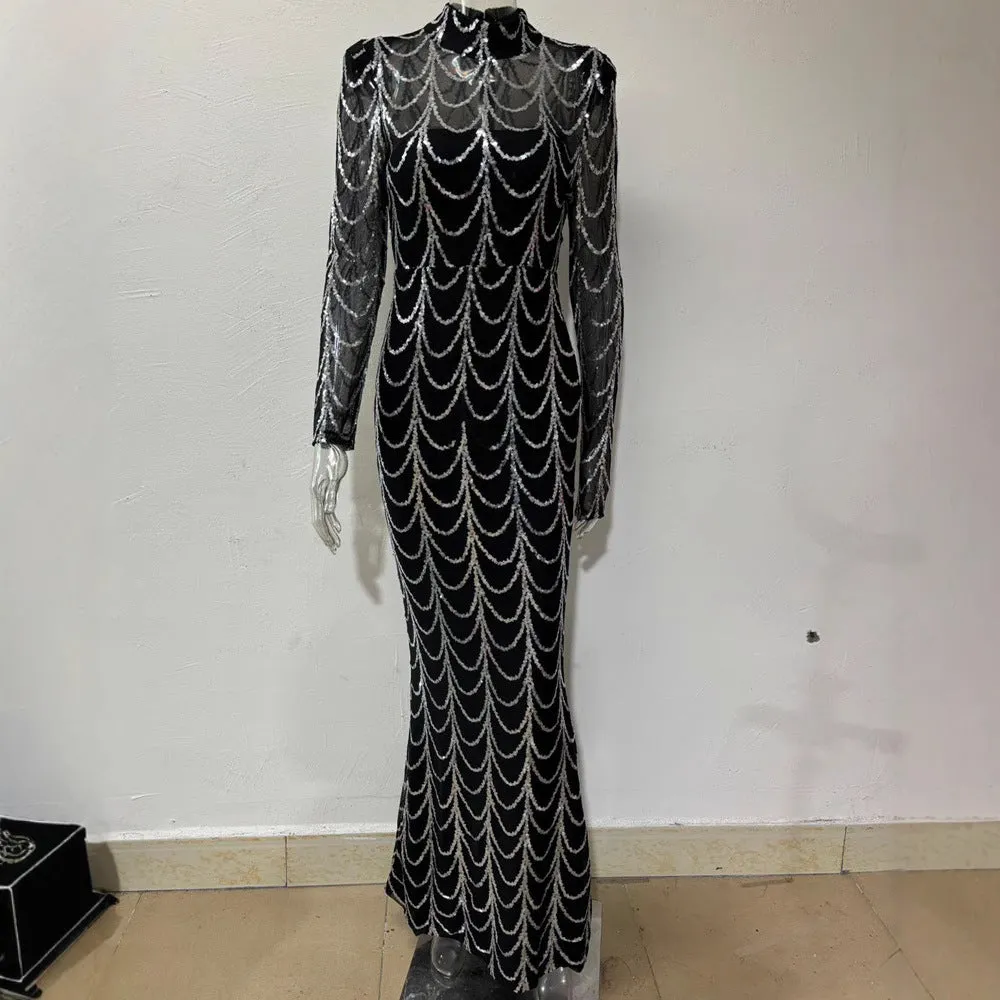 Diynav Selling 2024 Temperament Wish Sexy V-Print Fashion Beads Over-Exinduly Swamp Dress Dress
