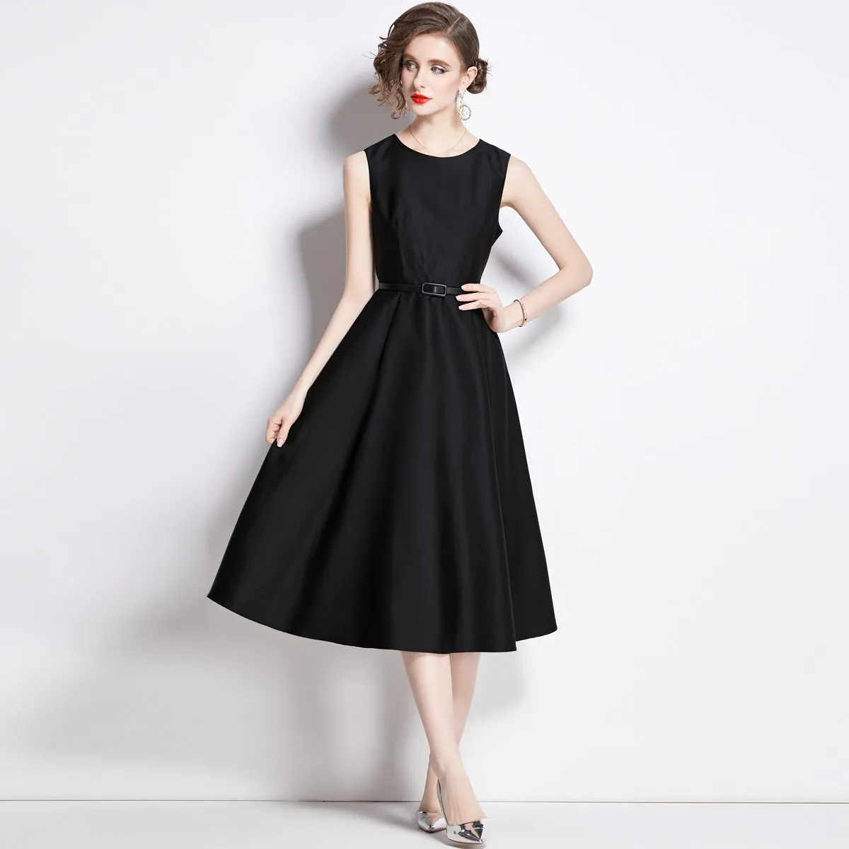 Diynav New French Temperament Light Style Light Wind To The Waist Thin Fashion Long Sleeveless Dress