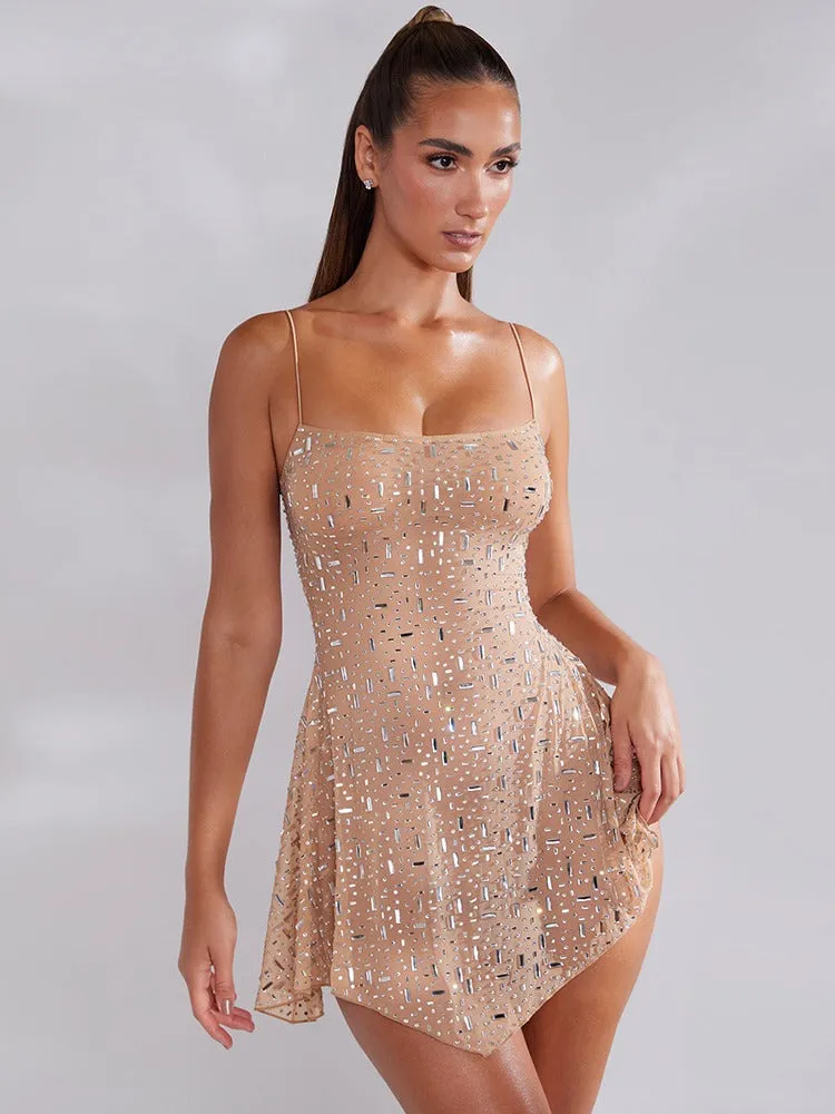 Diynav Women's Hot Diamond Sexy Perspective Sling Dress Skirt Dress Dress Dress Banquet Dress Dress