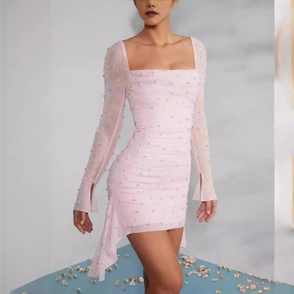 Diynav Fashion Spring And Summer New Long-Sleeved Temperament Dress