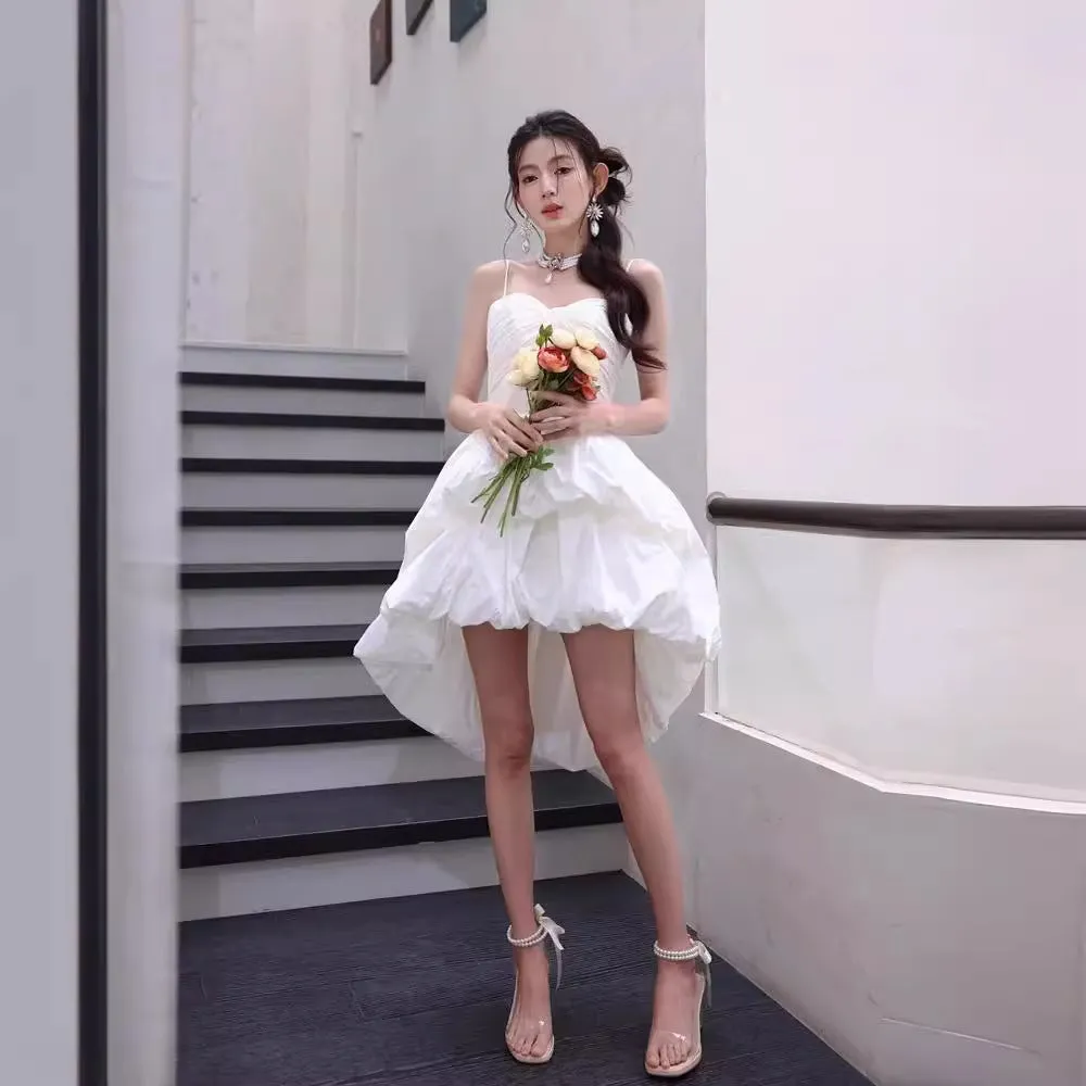 Diynav Dress Spring And Summer New Marshmallows Bare Back Ponsy Sling Dress Adult Birthday Party Dress