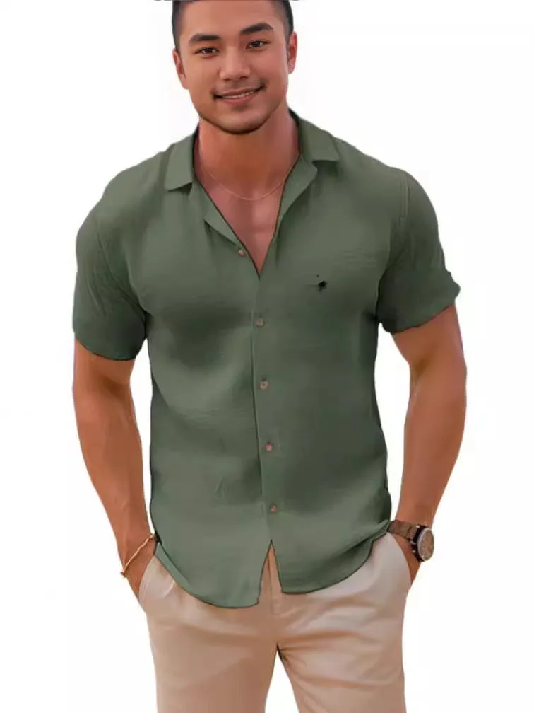 Diynav Men's Linen Short-Sleeved T-Shirts For Free-Fitting Sweatshirts For Men's Short-Sleeved Cotton Shirts Beach Plus-Size Men's Short-Sleeved Shirts