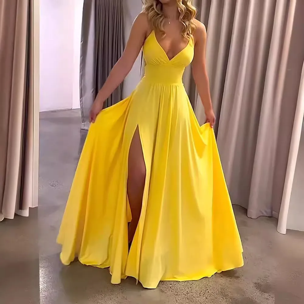 Diynav Summer New Women's Fashion Lace Sling Sexy Repair Open Wood Ear Dress Woman