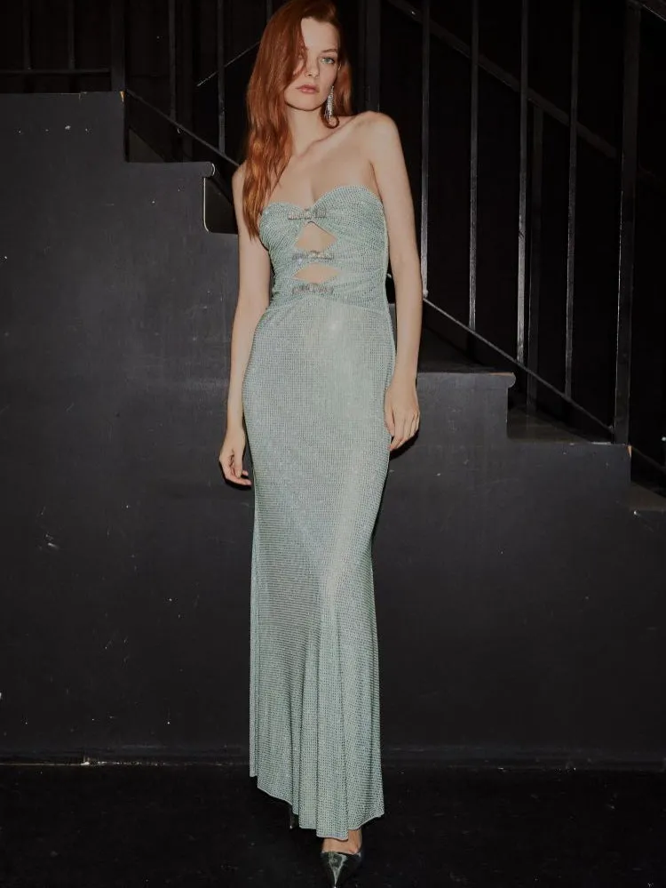 Diynav Women's Clothing New Heavy Industry Hot Diamond Solid Color Sexy Thoracic Dress Dress Dress Dress Dress