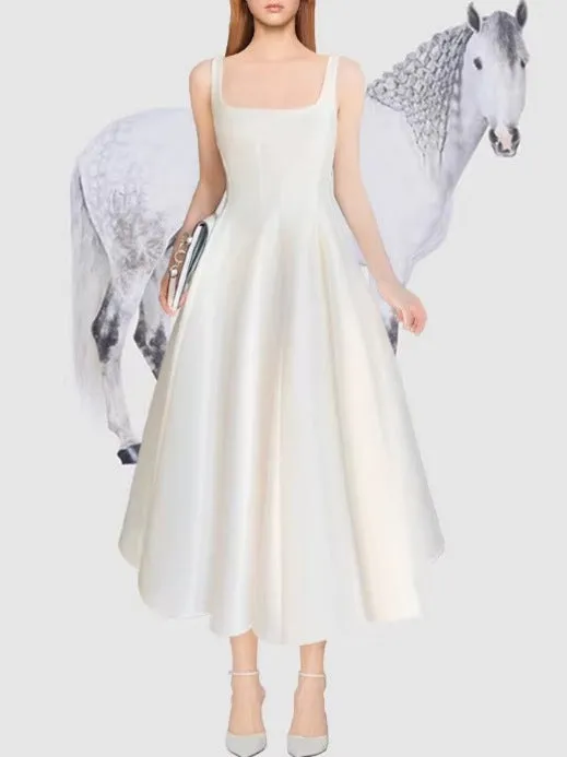 Diynav Hepburnian Niche Temperament Retro Sling Under Hem Pendulum Sling Dress Skirt Dress Tide