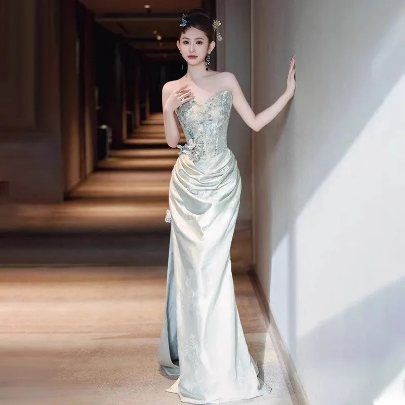 Diynav Engagement Banquet Evening Dress Female Senior Sense Light Luxury Niche Design Smeared Bride's Chinese Morning Gown Toasting