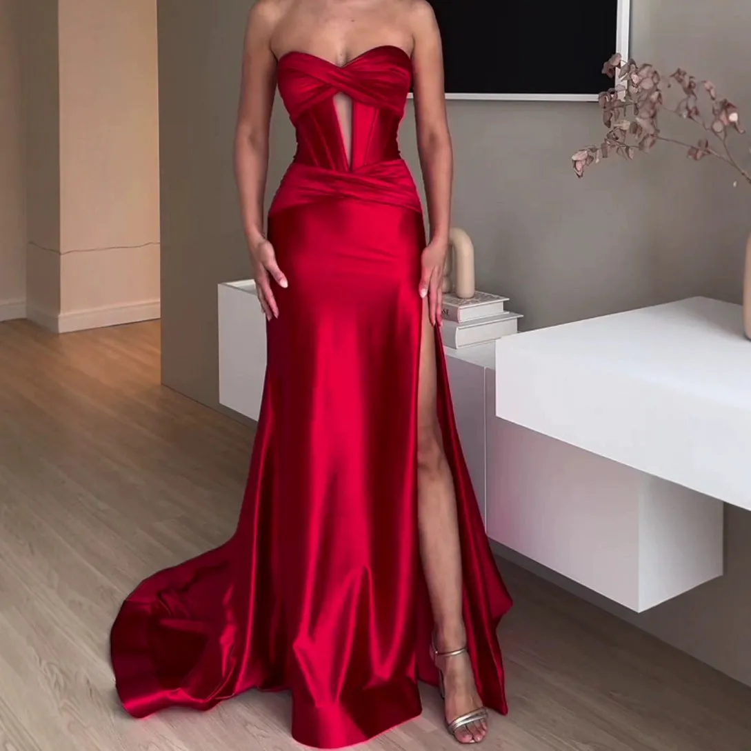 Diynav Temperament Elegant Wrapped Breasts One-Word Long Banquet Big Evening Dress Bridesmaid Dress Dress