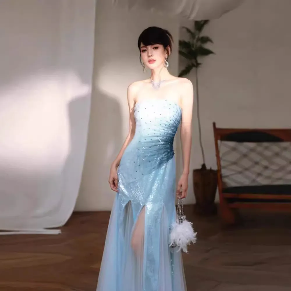 Diynav Dress 2024 New Offshore Necromanquin Smear Dress Visual Shiny Mesh Dress