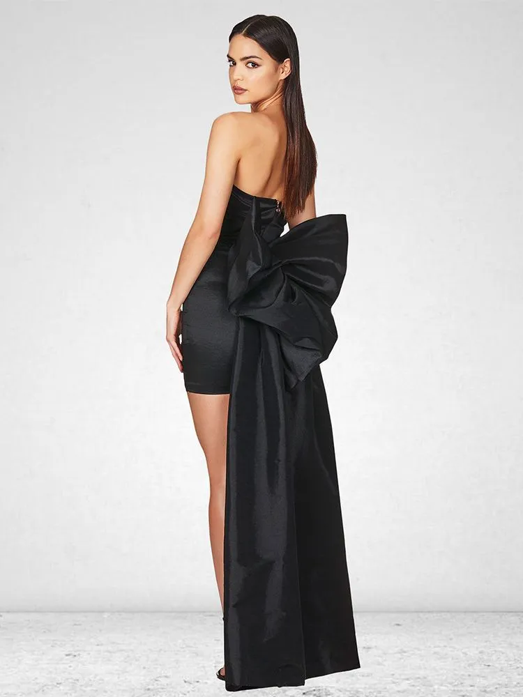 Diynav Women's Black Sexy Folding Bag With A Thoracic Dress Can Be Removed With A Bow Trim Ribbon