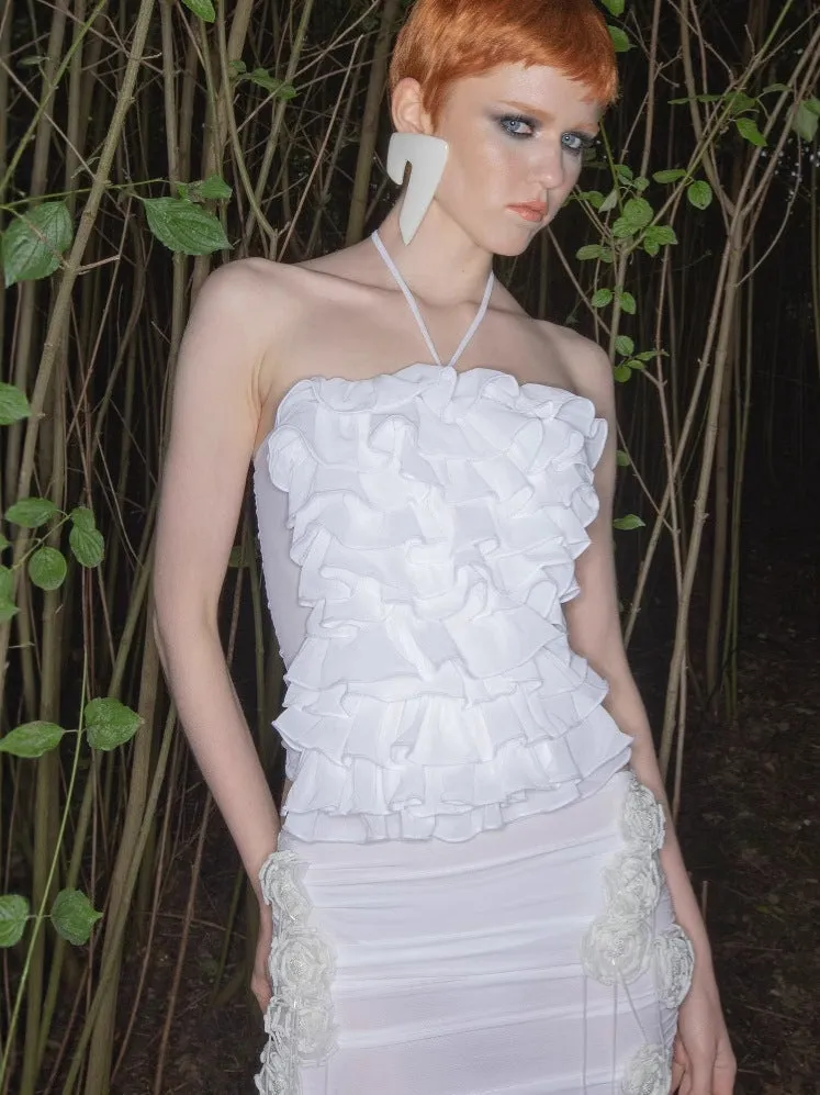 Diynav Women's Sexy Hanging Neck Bag Hip Dress Skirt Floral Decorative Temperament Dress Dress Two Sets