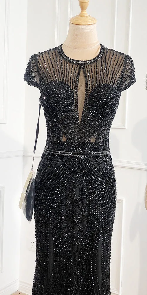 Diynav Sleeveless full diamond o neck Sexy Evening Dresses Dubai Design HZ1017 - Image 6