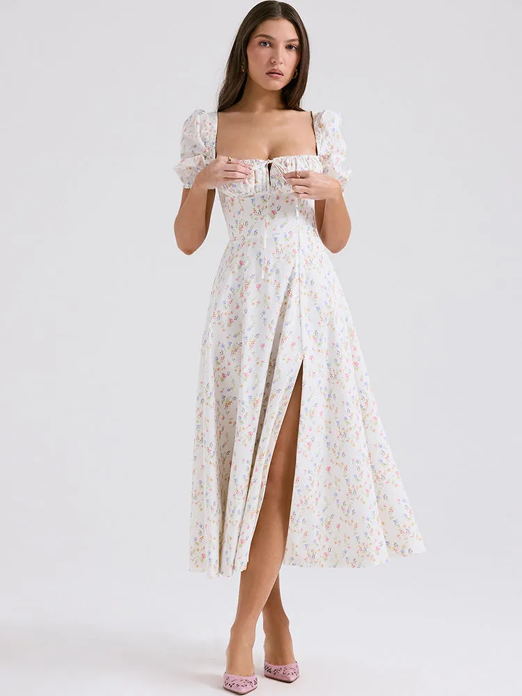 Diynav Women's Dress French Style Collar Crumn Dress Dress Temperament Print Dress Fashion Casual Holiday Dress