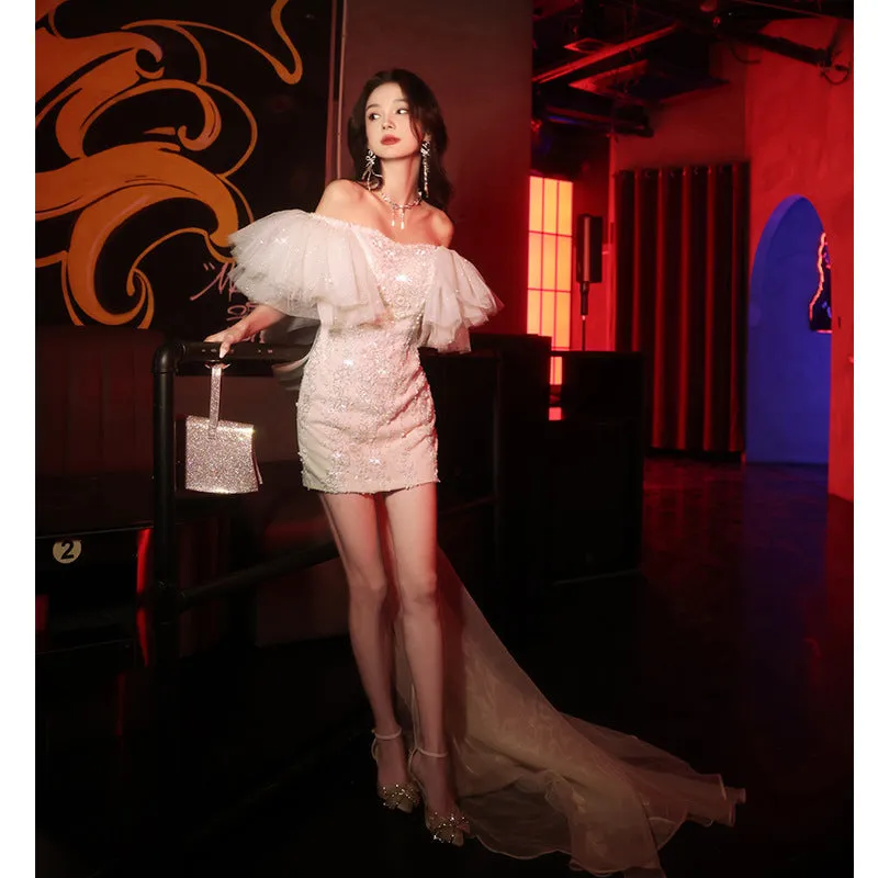 Diynav Evening Dress Dress High-End Light Luxury Niche Temperament Birthday Party Short Skirt