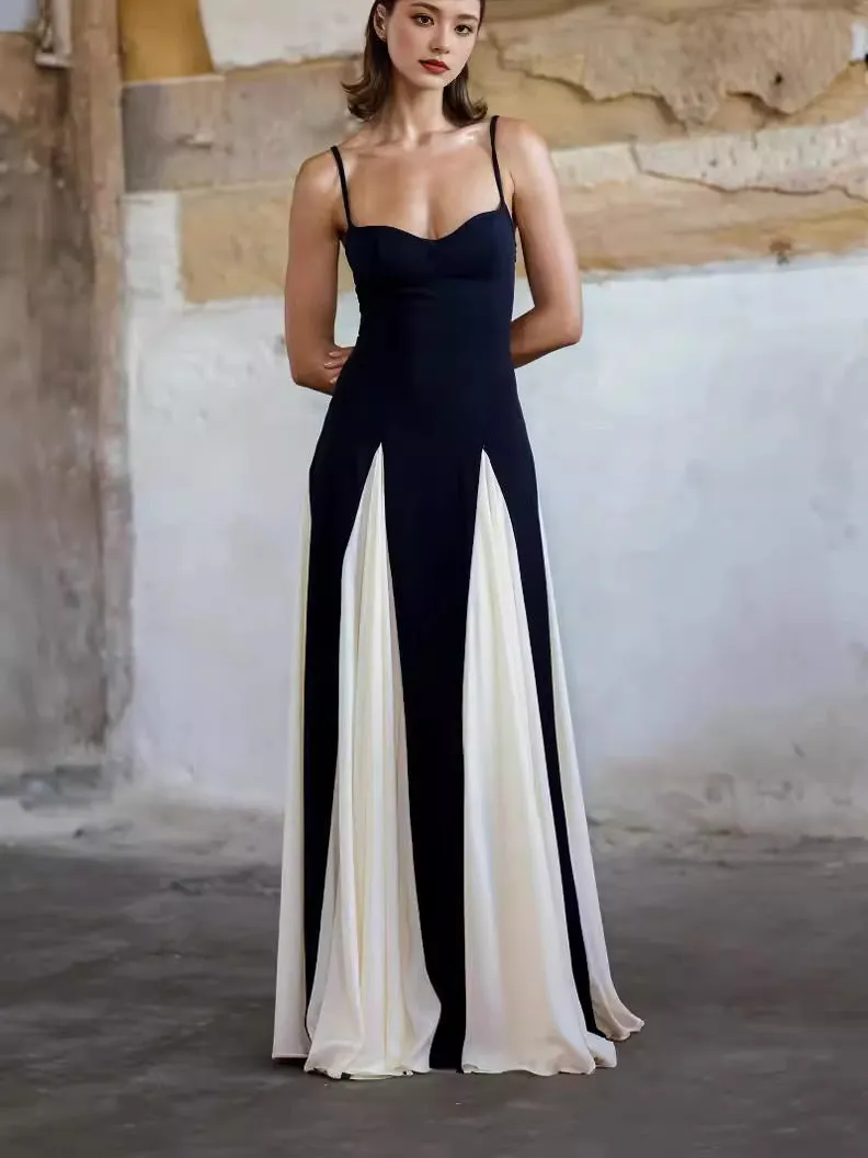 Diynav Women's Clothing 2024 Summer New Fashion Temperament Elegant Sexy Sister Body-In-The-Colored Sling Dress