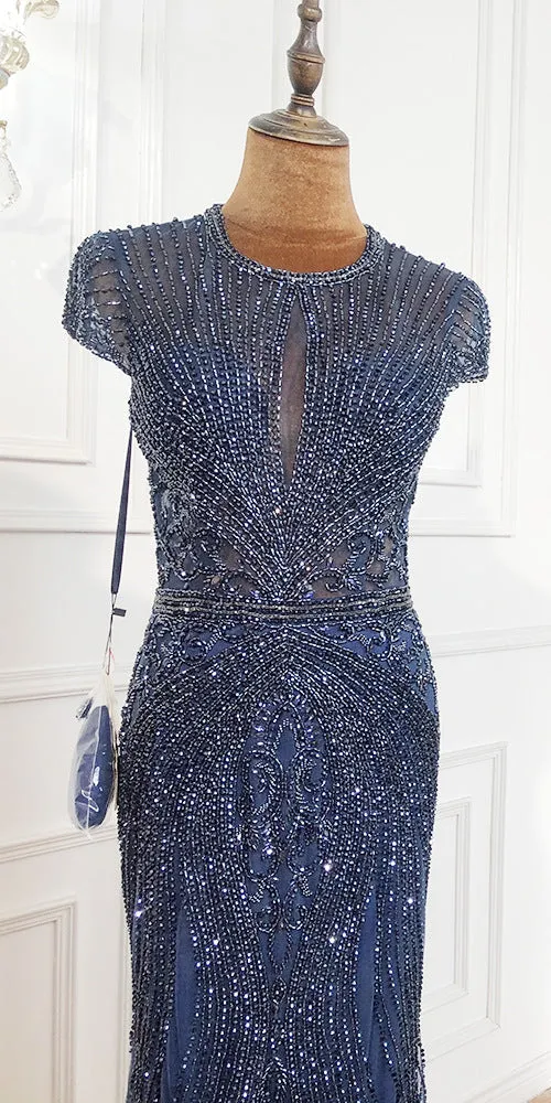 Diynav Sleeveless full diamond o neck Sexy Evening Dresses Dubai Design HZ1017 - Image 9