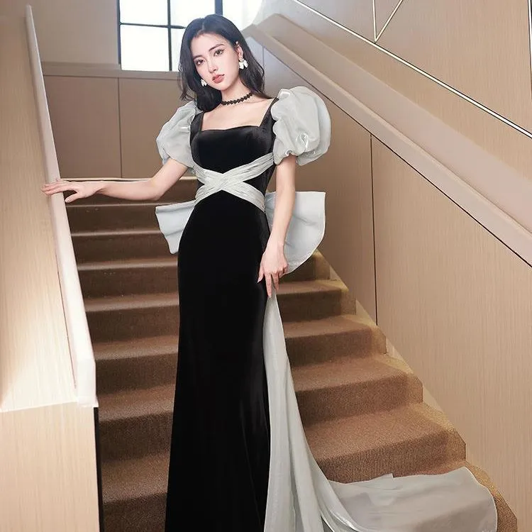 Diynav Dress Dress Host Female Fishtail French High-End Light Luxury High-End Niche Vocal Music Exam Banquet Famous Fae