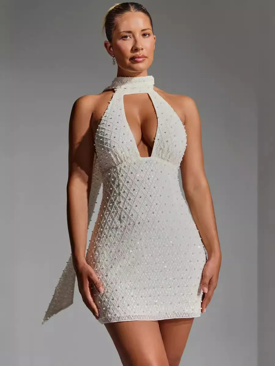 Diynav 2024 New Women's Fashion Sexy Hanging Neck Low Chest And Back Repair Body Hip Dress Woman