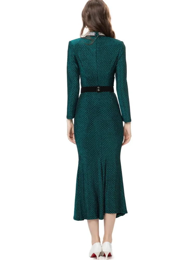 Diynav Industry Nails Sexy Hollow Long-Sleeved Fishtail Princess Dress Dress Women's Spring And Summer New 2024