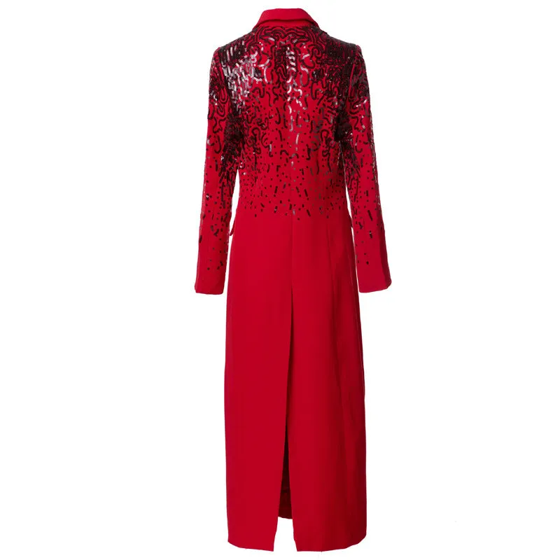 Diynav Wind Heavy Industry Glided Long Sleeves Double Buckle Black Long Wind Coat Women's New Autumn And Winter 2024