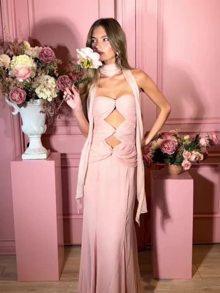 Diynav Women's Sexy Hollow Corset Dress Temperament Mesh Fishtail Dress Dress