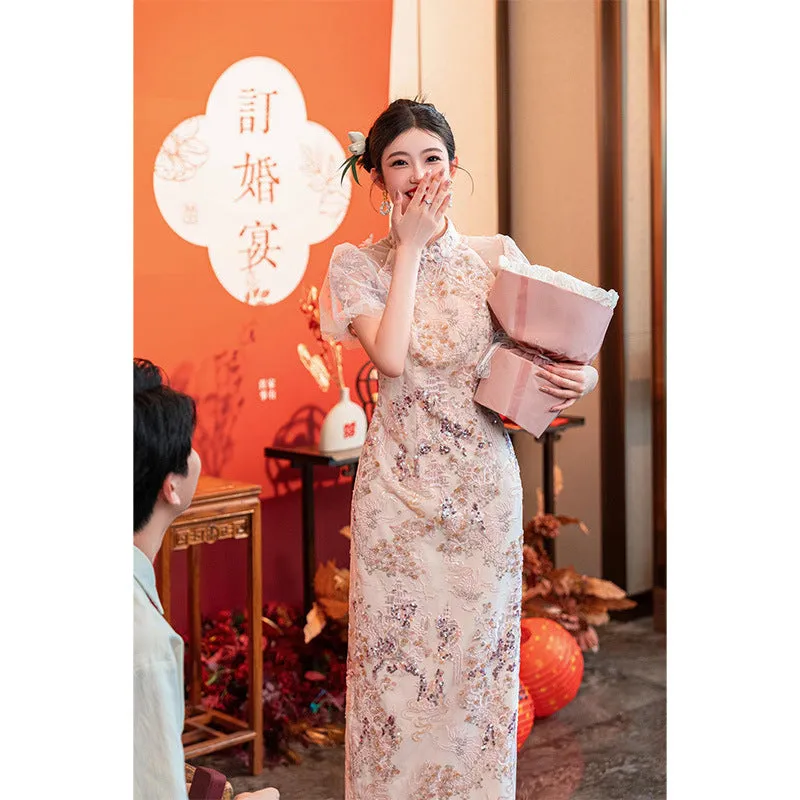 Diynav Chinese Style Improved Cheongsam Dress National Style Engagement Dress High-End Light Luxury Niche Bride Morning Dress Toast