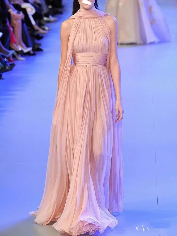 Diynav Greek Goddess White Dress Spring And Summer French Egyptian Gentle Fairy Holiday Ribbon Hanging Neck Dress