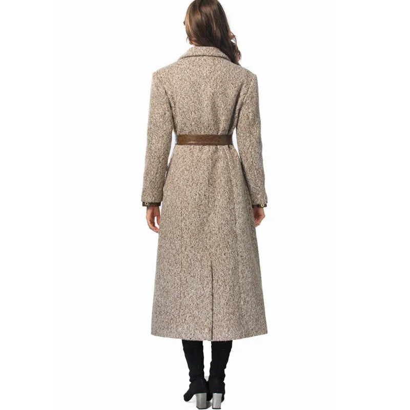 Diynav Collar Hairy PU Splicing Single Row Buckle Long-Sleeved Long-Sleeved Long-Sleeve Coat Women's New Autumn And Winter 2024