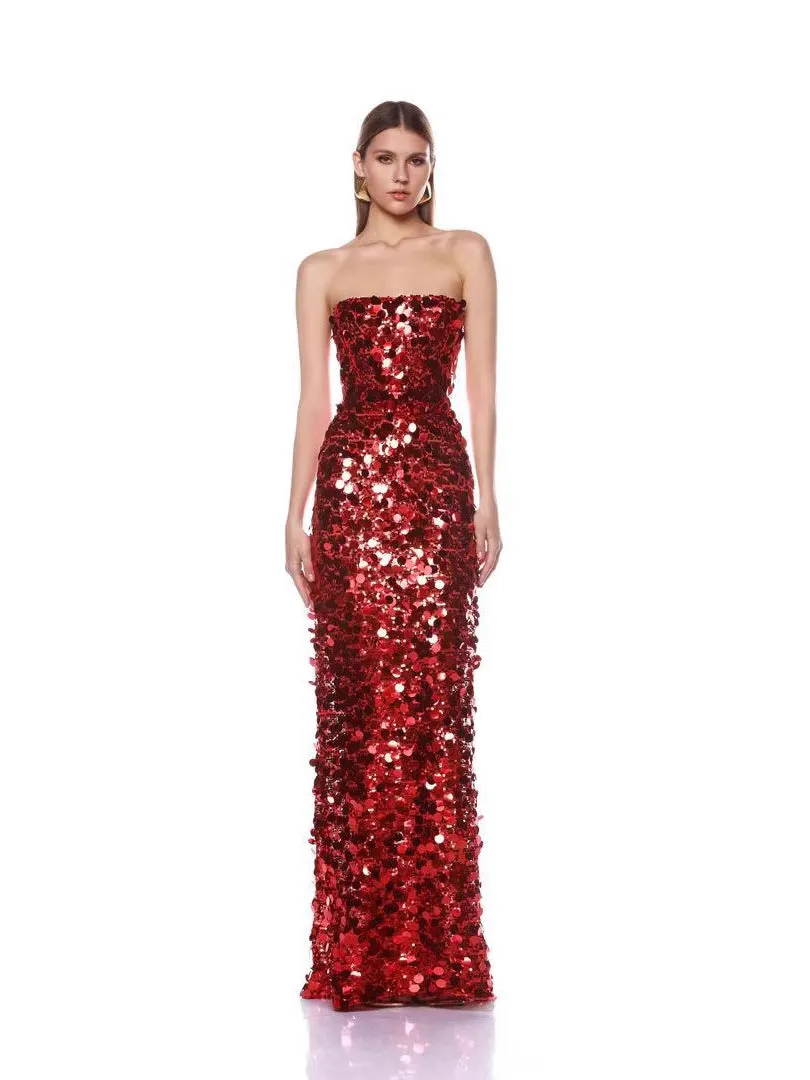 Diynav Suspension Dress Red New 2025 High-End Long Evening Dress Sexy Lien Dress