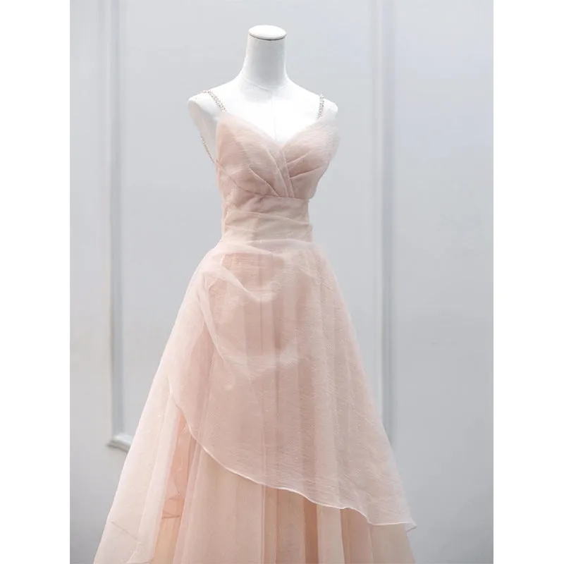 Diynav Dress 2024 New High-End Pink Female Sling Belt Light Luxury Niche Adult Ceremony Super Fairy Princess Dress Engagement